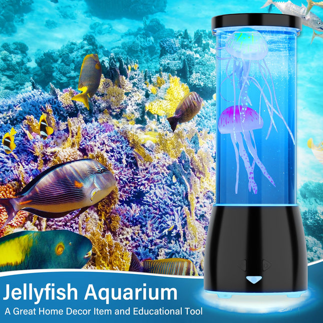 ROSHWEY Jellyfish Lamp Aquarium - 16 Color Large Jelly Fish Tank Light Christmas s for Kids Adults, Table Lamp with Remote Control Bedroom Decor LED Night Light for Birthday Children's Day (Black)