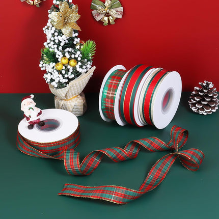 Christmas Ribbon 1inch Red and Green Christmas Plaid Ribbon for Christmas Tree Wreaths Gingham Christmas Ribbon for Bouquet Wrapping Bow Crafts Decoration 25 Yards