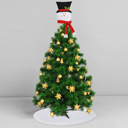 Christmas Snowman Tree Topper and Christmas Tree Plush Skirt 36 Inches Faux Fur White Tree Skirt Snowman Treetop Decor Snowman Hat for Christmas Holiday Winter Party Supplies Decoration