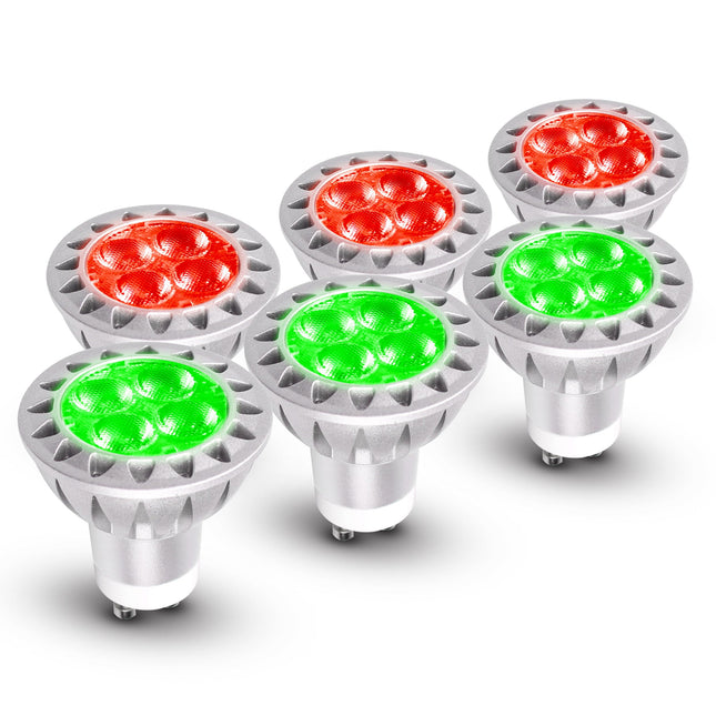 Red Green GU10 Led Light Bulbs 5W, 50Watt Equivalent, 120V GU10 LED Bulb Red Green for Recessed Track Christmas Holiday Party Decoration, Porch, Home Lighting, Decorative Illumination (6Pack Mix)