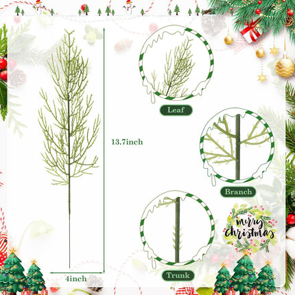 Giegxin 300 Pcs Artificial Pine Branches Christmas Greenery Sprigs and Twigs 13.39 Inch Faux Christmas Picks Pine Stems Bulk DIY Accessories for Holiday Xmas Tree Wreath Garland Home Garden Decoration
