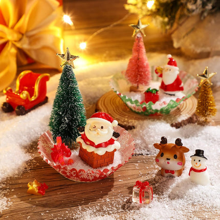 96 Pcs Miniature Ornaments for Snow Globe Kit DIY Christmas Village Decoration Christmas Figurines Mini Christmas Ornaments with Snowman Reindeer Santa Claus Snowflake(Green)
