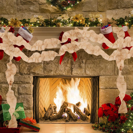 4 Rolls Plaid Christmas Tree Garland Rustic Christmas Tree Garland Buffalo Plaid Craft Ribbon Burlap Garland Christmas Tree Ribbon Garland for Christmas Crafts Decoration, 39.3 Feet (Yellow Burlap)