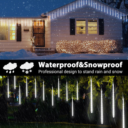 iBaycon Solar Meteor Shower Rain Lights, 11.8 inches 20 Tubes 480 LED Cascading LED Icicle Lights, Waterproof Solar Icecycle Falling Raindrop Lights for Holiday Party Wedding Christmas Decorations