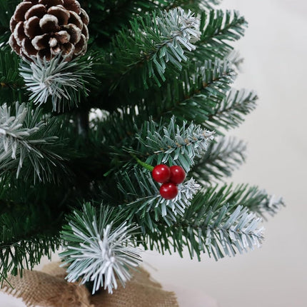 MYCIMER No Install Mini Christmas Tree with Unlit Flocked Decor, 24-Inch DIY Tabletop Mini Christmas Tree
