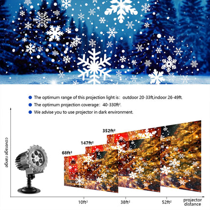 Christmas Snowflake Lights,d 9W High Brightness Led Snowflake Projector Lights Outdoor,Waterproof Snowfall Projector Lights for Xmas,Party,Wedding,Holiday Decor