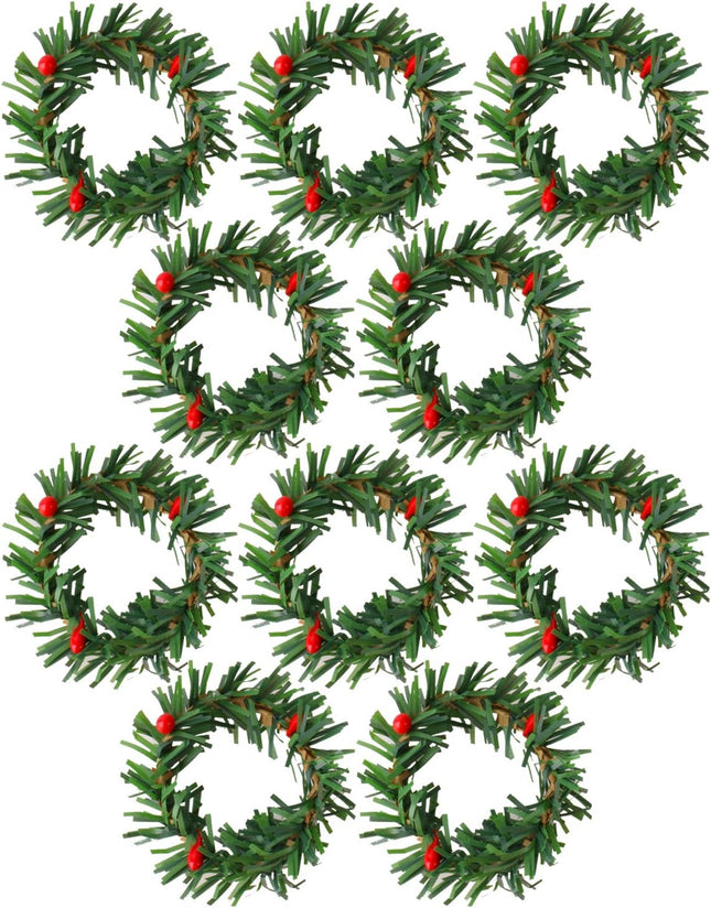 Mini Artificial Christmas Wreaths Ornaments, 10 pcs