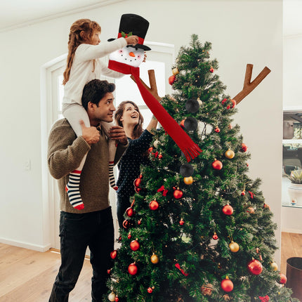 Syhood Christmas Tree Topper Large Holiday Funny Plush Stuffed Hanging Ornaments with Arms, Legs, Belt, Scarf for Christmas Tree Decorations Wine Bottle Curtain Xmas Home Decor (Snowman)