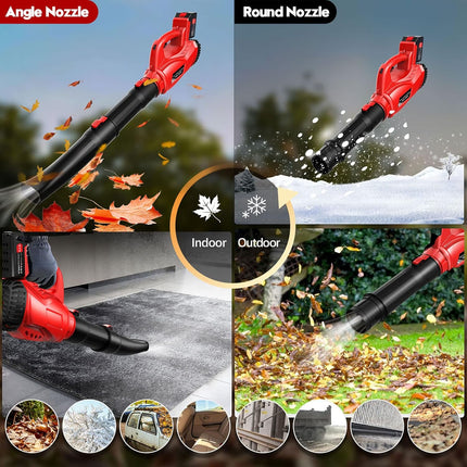Electric Leaf Blower Cordless 21V, 320 CFM 180 MPH Battery Powered Leaf Blower with 4000mAh Battery and Charger, 2 Section Tubes, 6-Speed Dial Control Leaf Blowers for Lawn Care, Snow, Debris, Dust