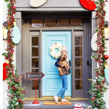 Artiflr 7FT Red Berry Christmas Garland with Pine Cone Garland Artificail Berry Garland Indoor Outdoor Garden Gate Hone Decoration for Winter Holiday Year Decor