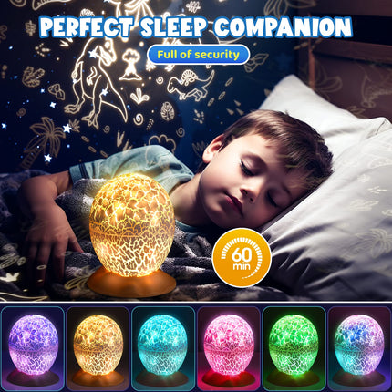 Dinosaur Egg Night Light Toys 2-in-1 Dino & Star Projector for Kids 3-5 6 7 8 9 10 Year Old Boy Girl Nights Lights Lamp Boys Birthday Christmas s for Kid Age 3-12