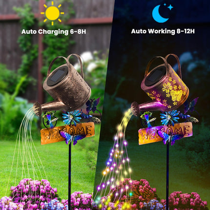Solar Lights Outdoor Waterproof, Solar Outdoor Garden Decor Watering Can, Large Hanging Lantern Outside Decorations for Backyard Patio Yard Porch Pathway