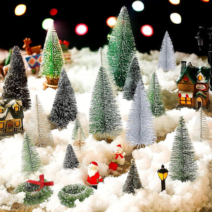 CCINEE 30pcs Christmas Tree Bottle Brush Trees, Miniature Plastic Pine Trees for Crafts Sisal Frosted Mini Christmas Trees Decor for Home Tabletop Ornaments