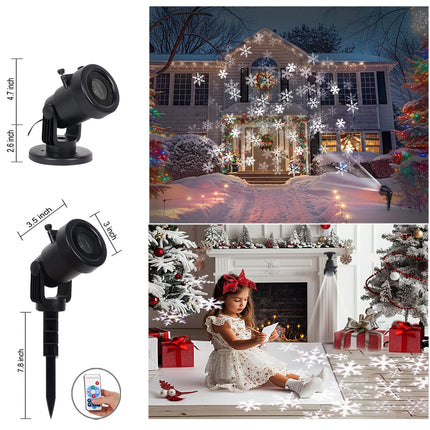 Christmas Snowflake Projector Lights Outdoor, White LED Snowfall Projection for Holiday Decorations, Adjustable Projection Distance, Weatherproof Christmas Yard Lights for Home, Garden, Parties
