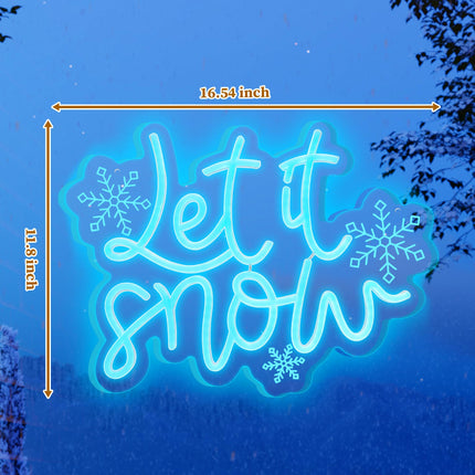 Let It Snow Neon Sign Adjustable Brightness,12.5 x 16.5 Inch Winter Led Sign Lighted Wall Art Decoration Snowflake Neon LED Lights Winter Neon USB Window Wall Bar Living Room Decoration Winter Christmas Party