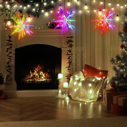 Christmas Tree Topper Star, 3D Moravian Star Tree Topper, Iridescent Christmas Star Tree Topper Powered by USB, App Control LED Smart Christmas Light with Remote for Xmas Tree