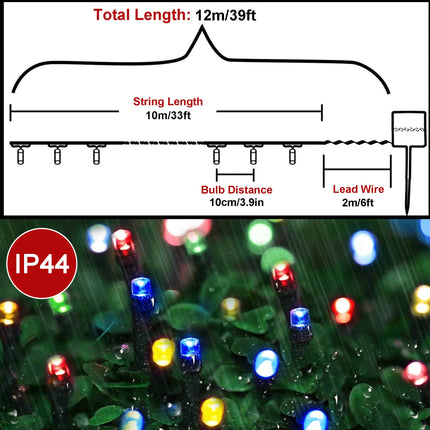 woohaha 2 Pack Solar Christmas Lights 39ft 100 LED 8 Modes Solar String Lights Waterproof Solar Fairy Lights for Garden, Patio, Fence, Balcony, Outdoors (100L-Multicolor)