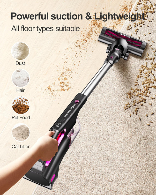 Cordless Vacuum Cleaner With 2200Mah Detachable Battery, Telescopic Wand, 7 In 1 Lightweight Stick Vacuum, Rechargeable Electric Broom, Vshaped Antitangle Roller Brush For Home Pet Hair Hard Floor