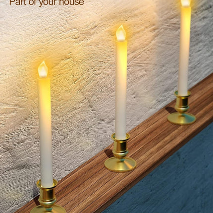 RONXS Window Candles, LED Taper Candles with Timer, Flickering Flameless Candles with Remote Battery Operated Candles, Indoor Christmas Decorations (6 Pcs Gold)