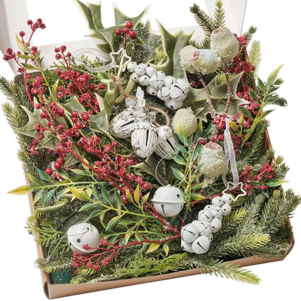 TINGE TIME Christmas Decoration Artificial Flowers Combo, 36pcs DIY Pine Needle, Bell, Berry Set for Xmas Tree Fireplace Staircase Wall Home Decoration (Bell & Pine Needle)
