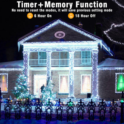66ft 200 LED Christmas String Lights Indoor Outdoor - White Christmas Lights Outdoor Clear Wire Waterproof, 8 Modes Connectable Fairy String Lights Plug in for Bedroom Room Wedding Decorations