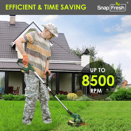 SnapFresh Cordless String Trimmer - Electric Trimmer Battery Powered, 20V Weed Eater with Battery & Charger, Weed Trimmer for Multi-Angle Adjustment Cutting, Lightweight Lawn Trimmer for Mowing