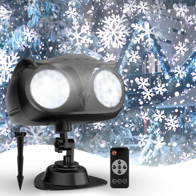 Snowflake Christmas Projector Lights Outdoor, NACATIN Water-Resistant Snowflakes Snow Projector Lamp with Remote Control Timer Snowfall Led Lights for Xmas Halloween Birthday Party