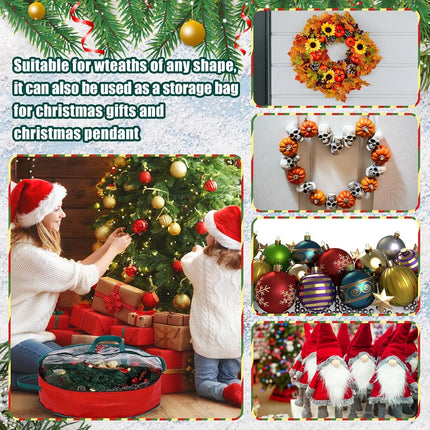 Shappy 12 Pcs Christmas Wreath Storage Bag Clear Wreath Box Wreath Storage Containers with Clear Window and Handle Christmas Garland Storage Containers for Xmas Holiday Seasonal Storage (30 Inch)