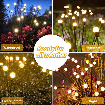 Solar Garden Lights Outdoor, 6 Pack Solar Christmas Lights, Solar Firefly Lights Outdoor Waterproof with 2 Lighting Modes and Flexible Wires for Backyard Garden Patio Christmas Decoration(Warm White)