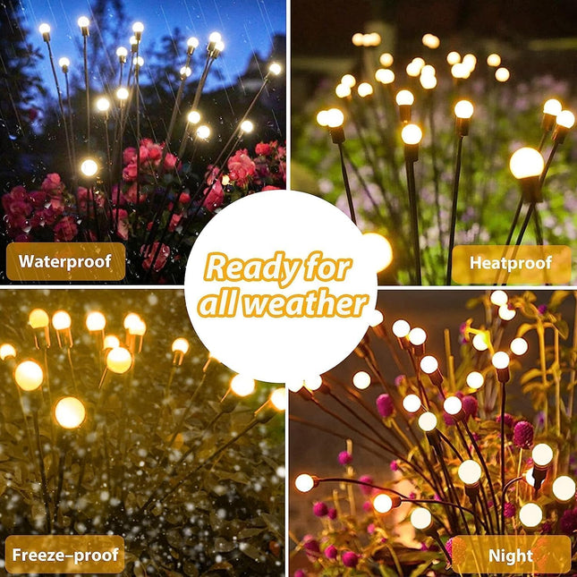 Solar Garden Lights Outdoor, 6 Pack Solar Christmas Lights, Solar Firefly Lights Outdoor Waterproof with 2 Lighting Modes and Flexible Wires for Backyard Garden Patio Christmas Decoration(Warm White)
