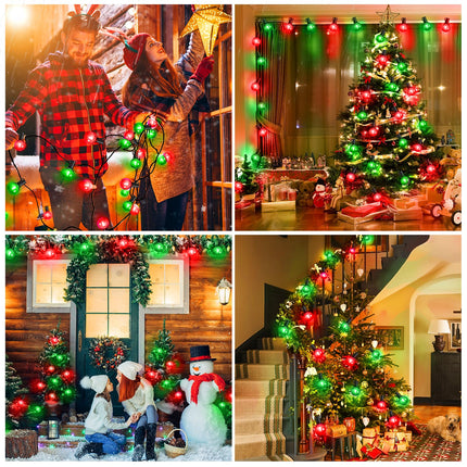 KNO 200Ft LED Christmas String Lights Outdoor, 100 Red and Green G40 Globe Bulbs Waterproof Shatterproof Hanging Light for Christmas Carnival Party Decoration
