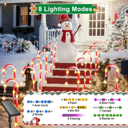 Ninonly 12 Pack Solar Christmas Lights, Outdoor Christmas Decorations, 8 Modes Candy Cane Lights Waterproof Brighter Pathway Lights for Garden Yard Xmas Holiday Outside Decor