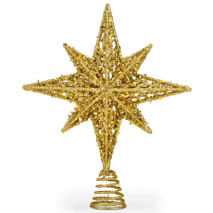 8 Inch Bethlehem Glitter Gold Star Christmas Tree Topper Christmas Tree Toppers Christmas Star Tree Topper Rustic Tree Toppers Christmas Decorations Christmas Tree Topper Star For 3-6 ft Trees