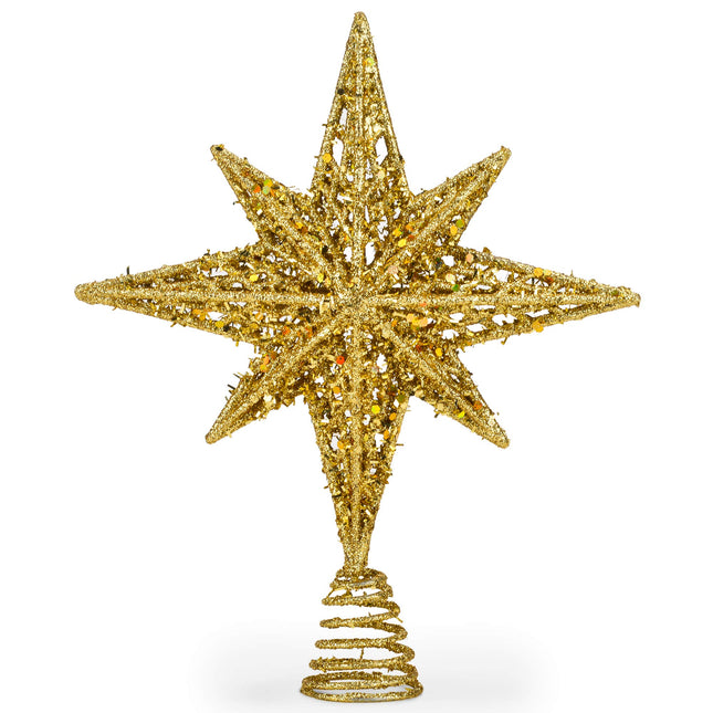 8 Inch Bethlehem Glitter Gold Star Christmas Tree Topper Christmas Tree Toppers Christmas Star Tree Topper Rustic Tree Toppers Christmas Decorations Christmas Tree Topper Star For 3-6 ft Trees