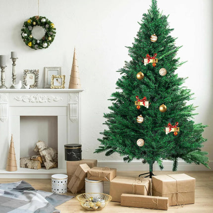 GlyinnHe 6FT Green Half Artificial Christmas Tree，Xmas Fake Half Pine Tree with Foldable Metal Stand Fully Easy Assembly Hinged Artificial Tree for Home Decoration, Party, Office