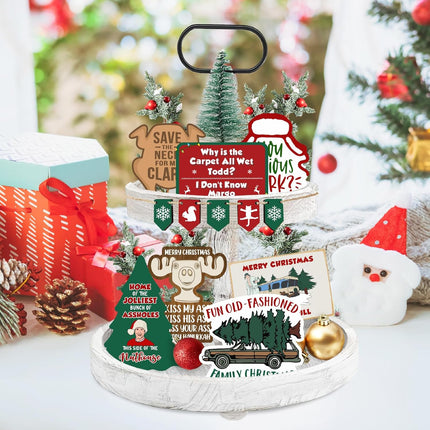 National Lampoons Christmas Vacation Decorations, Funny Christmas Vacation Tiered Tray Decor, Rustic Wooden Bead Garland, Farmhouse Table Mantel Decor, Griswold Family Christmas Vacation Merchandise s