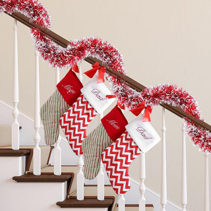 50FT Christmas Decorations Tinsel Garland Red Tinsel Garland Christmas Tinsel Garlands Tinsel Twist Garland for Indoor for Xmas Tree Holiday Disco Party Christmas Decor