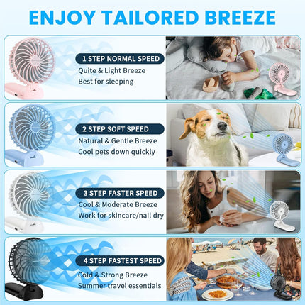3In1 Portable Fan, 4 Speed Handheld Fan, Personal Mini Desk Fan With Bendable Handle, Lightweight Neck Fan With Neck Strap, Usb