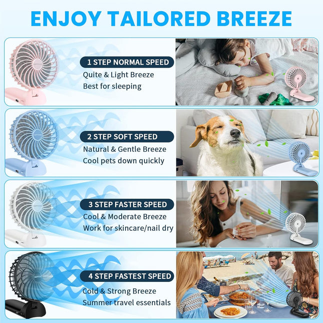 3In1 Portable Fan, 4 Speed Handheld Fan, Personal Mini Desk Fan With Bendable Handle, Lightweight Neck Fan With Neck Strap, Usb