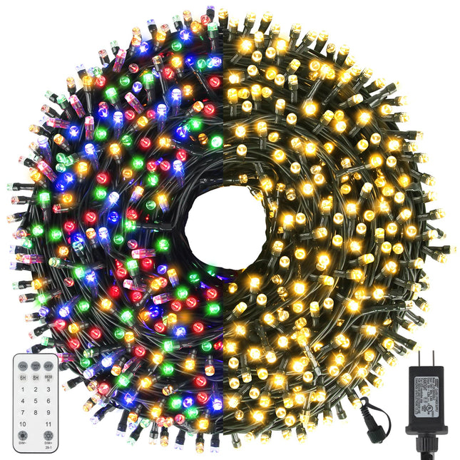 Chuya 300LED Dual Color Changing Christmas Tree Lights,Warm White to Multi Color,End-to-End Plug 11 Modes,105ft Outdoor Indoor String Lights for Christmas Holidays Party Wedding Decoration