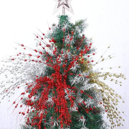 CCINEE Gold Artificial Glitter Berry Stem Ornaments, 10 pack 19.7 inches Fake Christmas Picks Decorative Glitter Bead Sticks for Christmas Tree DIY Wreath Crafts Vase Fireplace Holiday Home Decor