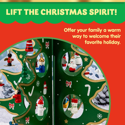 JOYIN Christmas 24 Days Countdown Advent Calendar with a Tabletop Wooden Christmas Tree and 28 Ornaments Snowman Santa Decorations for Boys, Girls and Kids Party Favors, Classroom Prizes, Xmas