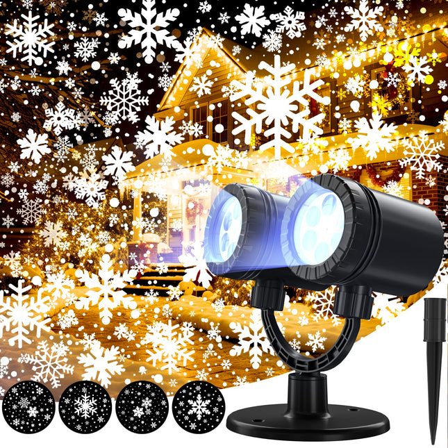 Snowflake Projector Lights Outdoor, 2.0 HD Dynamic Christmas Projector Lights Outdoor, IP65 Waterproof Snow Projection Light for Xmas, Holiday, Wedding, Party, Home, Garden Landscape