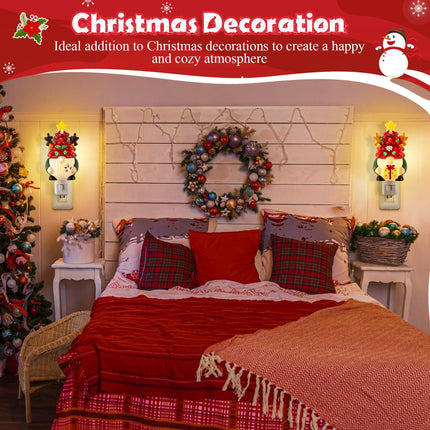 Enhon 2 Pack Christmas Gnome Night Light, Gnome Christmas Decoration, 360 Degree Swivel Plug with on/off Switch, Christmas Night lights Plug into Wall for Bedroom, Bathroom, Kitchen, Hallway