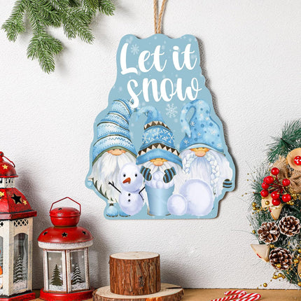 Christmas Welcome Sign Wooden Winter Gnome Door Sign 10x13 Inches Gnome Hanging Plaque Decor Hanging for Holiday Winter Home Window Wall Indoor Outdoor (Charming)
