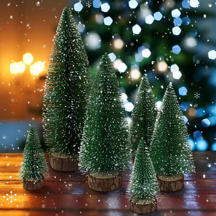 Mini Christmas Trees Christmas Decor, Artificial Christmas Mini Bottle Brush Trees Tabletop, Christmas Decoration Trees with 4 Size Xmas Holiday Decor (Green, 6Pcs)