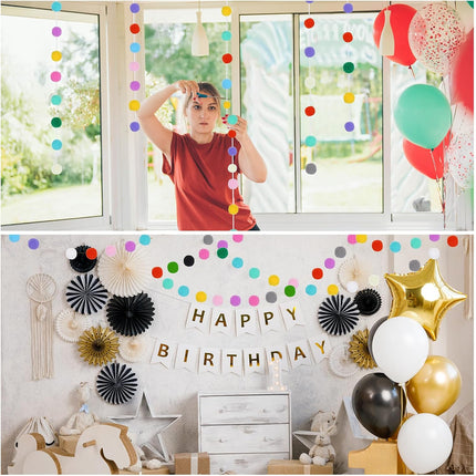 MECCANIXITY 3Pcs Felt Ball Garland Yellow Pom Pom Garland Handing Balls 7.55 Feet Long 20 Balls Party Banner Decor for Christmas Birthday Party Decoration