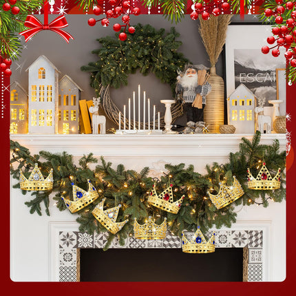 Syhood 8 Pcs 3D Gold Crown Christmas Ornaments Metal Crown Keepsake Ornaments Crystal Crown for Christmas Tree Decorations,Gold Crown Christmas Ornaments s for Women Mom Sisters