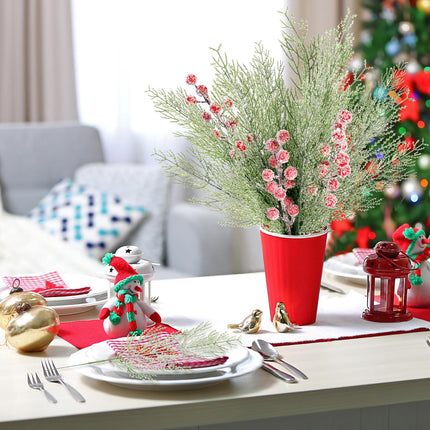 Sggvecsy 30 Pieces Snow Frosted Artificial Pine Branches 13.4 Inches Christmas Snowy Greenery Leaves Faux Pine Needles Pine Picks for DIY Garland Wreath Christmas Tree Embellishing Home Decoration