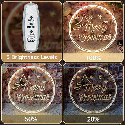 Merry Christmas Neon Sign for Wall Decor, Christmas LED Sign Dimmable Neon lights Signs for Bedroom Home Bar Pub Christmas Year Party Decorations